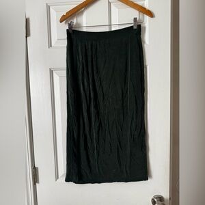 Garnet Hill Forest Green Midi Skirt Pull-On Elastic Waist XS 0550